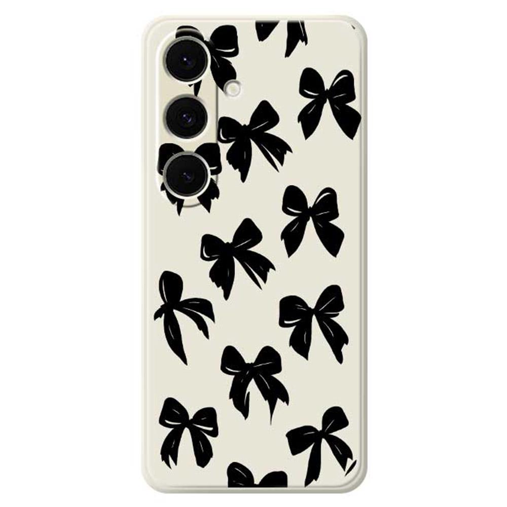 For Samsung Galaxy S25+ Case Black Bow Pattern Printing Straight Edge TPU Phone Back Cover