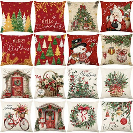 Red Festive Double-Sided Christmas Sofa Cover Towel for Holiday Home Decor