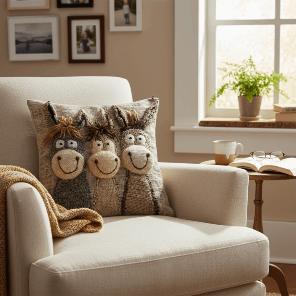 Funny Design 45cm Throw Pillow Covers 2D Print Cartoon Donkey Pillow Case Washable Material Donkey Pillowcase Living Room