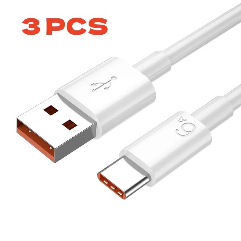 1/3 шт. 66 Вт 6 А Быстрозарядный кабель USB Type C Для Huawei Mate 50 P60 Nova 13 14 Honor Xiaomi Redmi OPPO realme Кабель Quick Charge