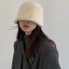 Bucket Hat Plush Rabbit Fur Bucket Hat Soft Warm Women Winter White Black Knitted Fisherman Hat Soft Warm Basin Bucket Hat