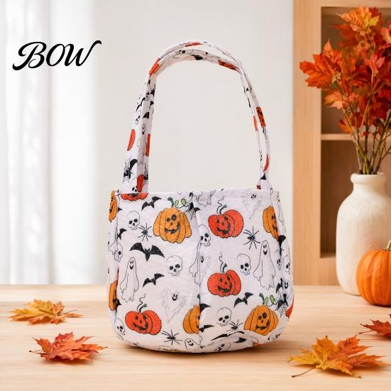 Sturdy Halloween Treat Bag Candy Bucket for Kids, Non-Woven Trick or Tote Non-woven Fabric Basket, Pumpkin Ghost Snack Holder with Handle Party Favors