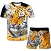 Mens Girls Tiger Clothes Sets Summer Cute T Shirts Short Pants 2pcs Clothing Suits Men Fashion Casual Costume Outfits