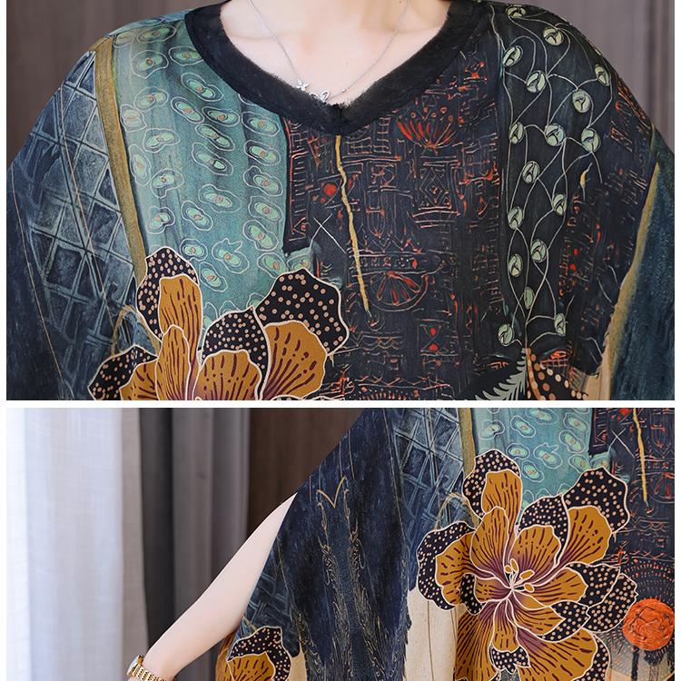 Свободное платье из искусственного шелка для женщин, летнее новое платье большого размера с темпераментным принтом, большие размеры