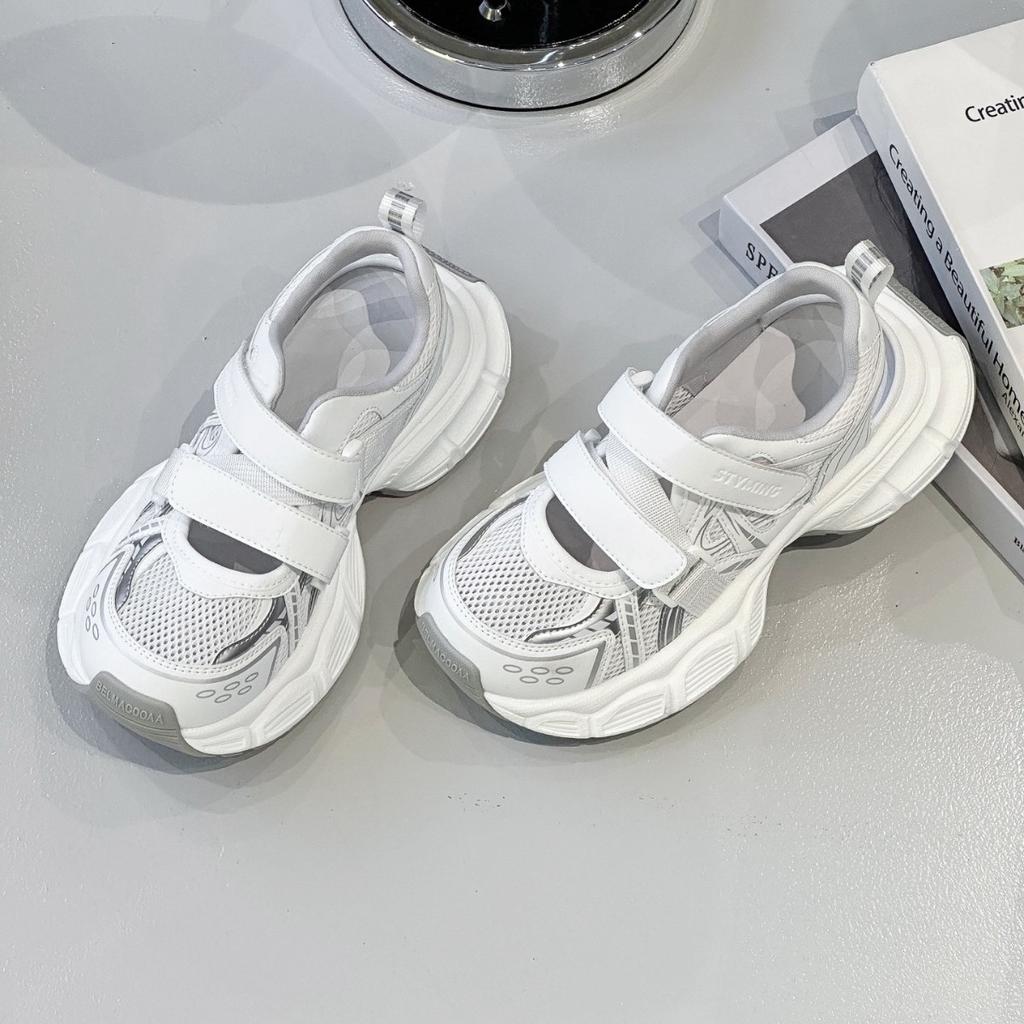 Thick-soled Hollow Dad Shoes Women's Spring and Summer New Versatile Velcro Fashion Casual Sports Sandals