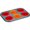 PEARL METAL Bakemaid Silicone Muffin Pan, 6 Cavities, with Silicone Cups, D-6588