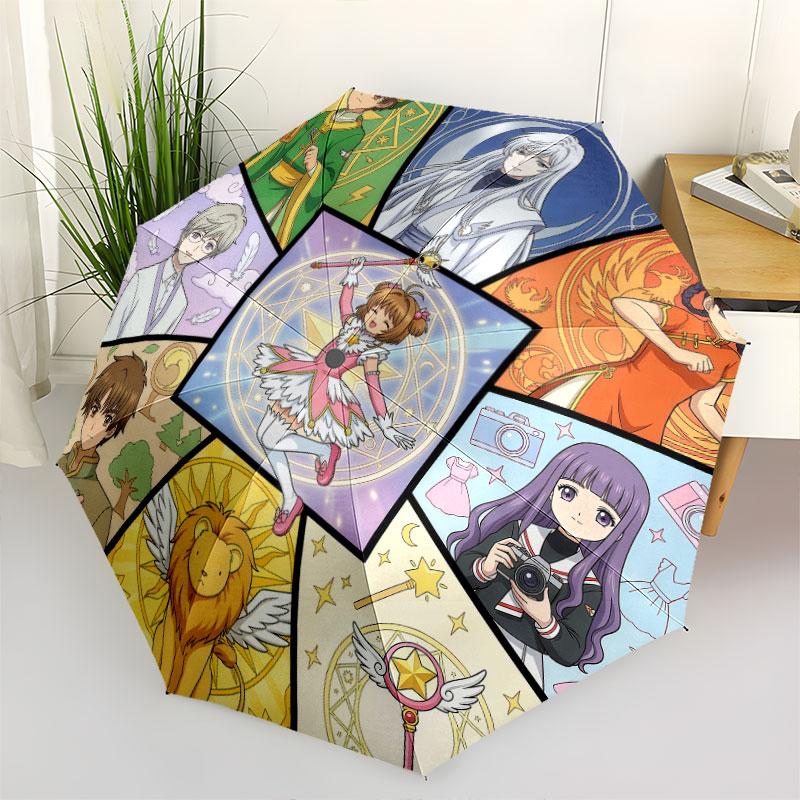1 шт. Автоматический складной зонт - Рисунок Cardcaptor Sakura Портативный складной дизайн С 8 спицами Рождественские и Новогодние подарки
