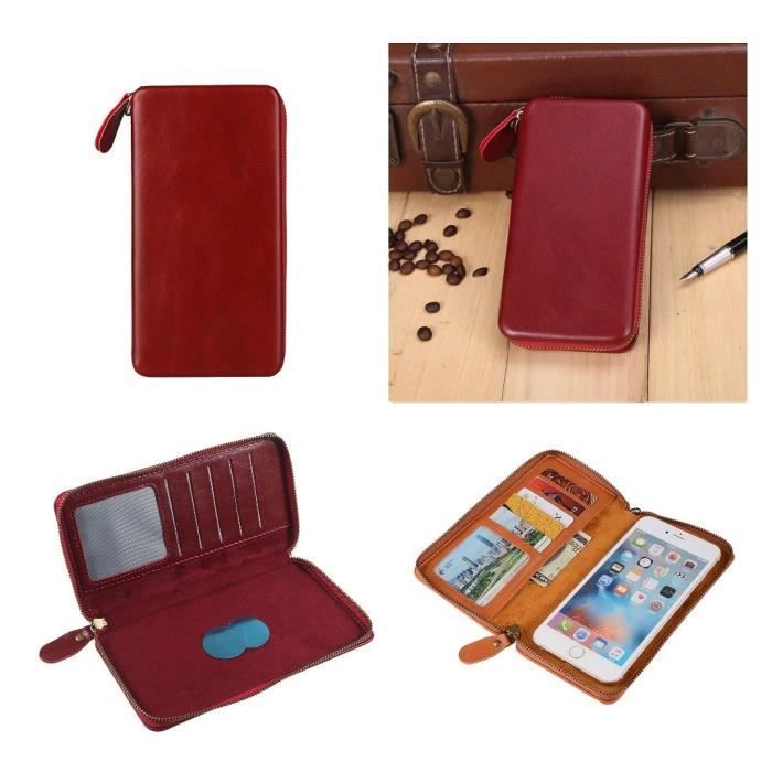 Étui Housse De Portefeuille Exécutif Avec Fixation Magnétique Et Fermeture À Glissière Pour => HTC GOOGLE NEXUS ONE > Rouge