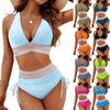 Women's High Waist Tummy Control Halter Bikini - Sexy European & American Style