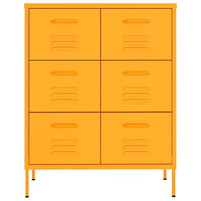 Drawer Cabinet Mustard Yellow 80 X 35 X 101.5 Cm Steel