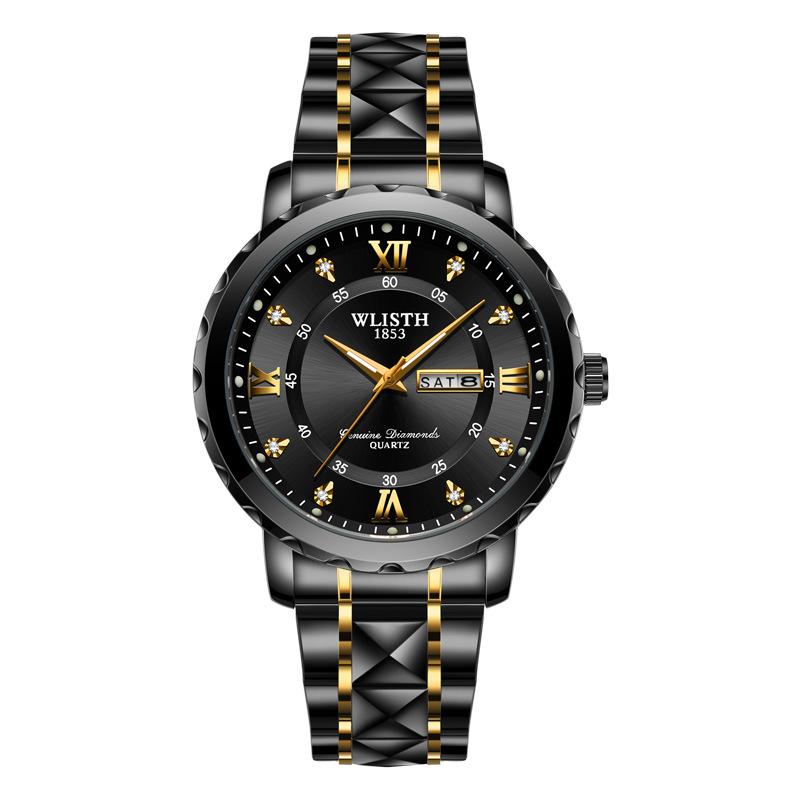 Топ Новые Водонепроницаемые Мужские Часы Двойной Календарь Кварцевые Наручные Часы