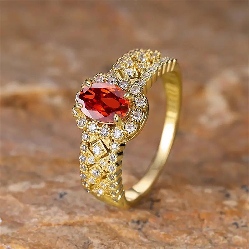 Кольца Huitan Bright Oval Garnet Cubic Zirconia, новые обручальные кольца, аксессуары для женщин, великолепные женские обручальные кольца, ювелирные изделия