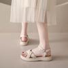One-word Buckle Flat-soled Soft-soled Beach Shoes 2025 Summer New Cross-strap Internet Celebrity Student Sandals Women's Roman Shoes