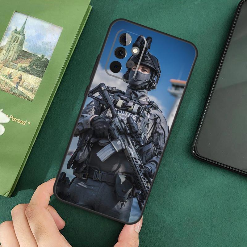 Tactical Swat Gear Pattern Case For Samsung Galaxy A16 A05 A06 A55 A35 A15 A53 A33 A13 A22 A32 A52 A14 A34 A54 Cover
