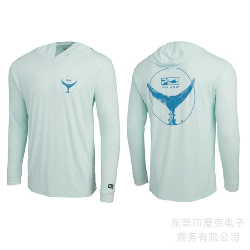 Mens Hooded Quick-Dry Fishing Shirt Outdoor Breathable Sun Protection Top Pelagic Angling Wear