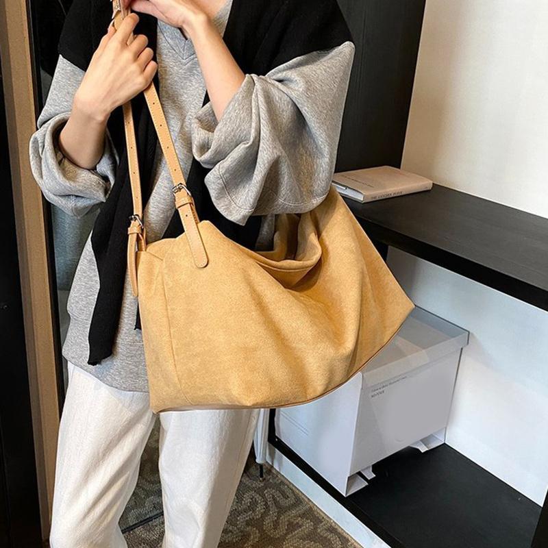 Осень Зима Большая Бостонская Роскошная Дизайнерская Сумка Тоут из Мягкой Матовой Замши Женская Сумка Ручная Сумка Женская Сумка через Плечо Кроссбоди CLE