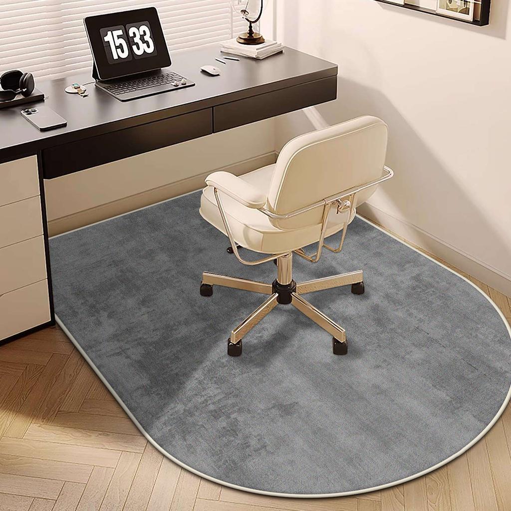 Modern Grey Elliptic Chair Mats Easy Clean Large Area Living Room Carpet Non-slip Bedroom Decoration Cloakroom Rugs Customizable