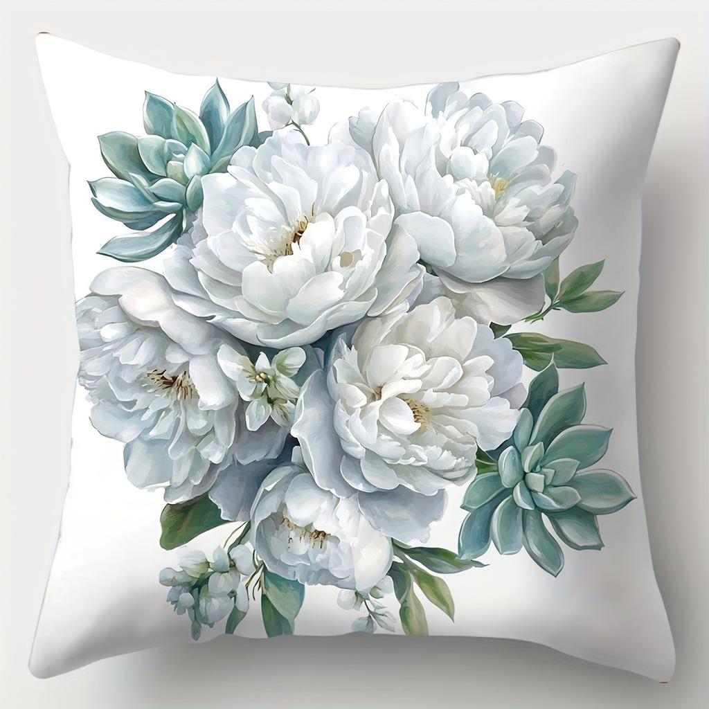 Скандинавский синий цветочный принт узор Домашний декор Наволочка Спальня Гостиная Диван Украшение Полиэстер Наволочка на подушку с молнией