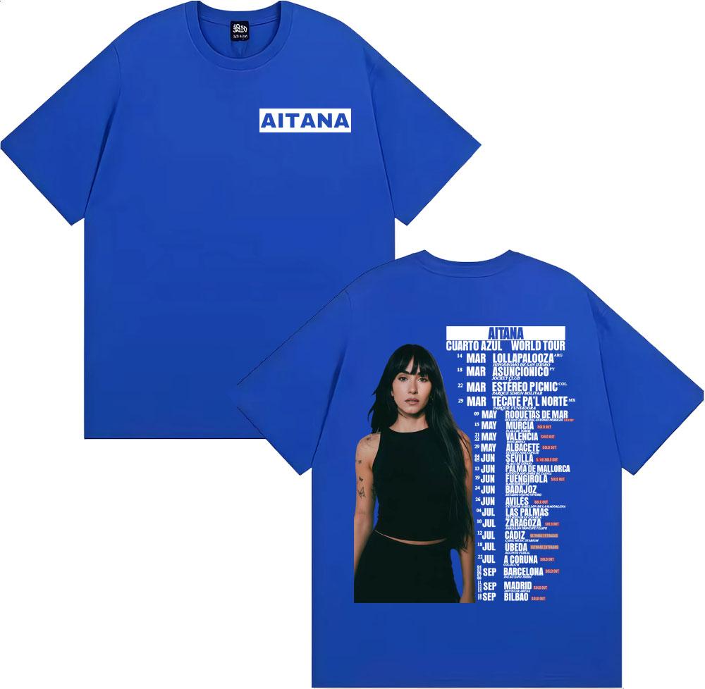 Aitana Cuarto Azul Wdrld Tour 2026 Tshirts Men Women Hip Hop Hipster High Street T Shirt Casual 100 Cotton Short Sleeve Tshirt