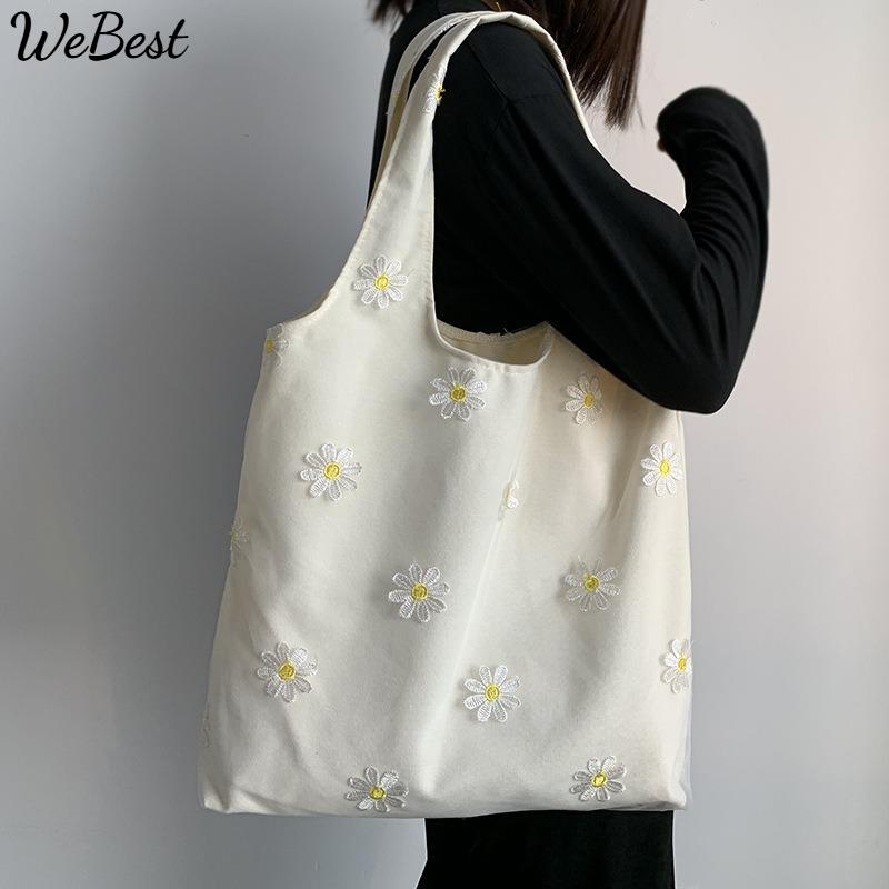 Embroidery Canvas Bag Summer Literary Travel Bag