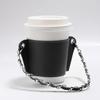 Coffee Cup Cover Chain Portable Pu Leather Drink Soda Bag Hanging Portable Heat Insulation and Ironing Cup-Cover