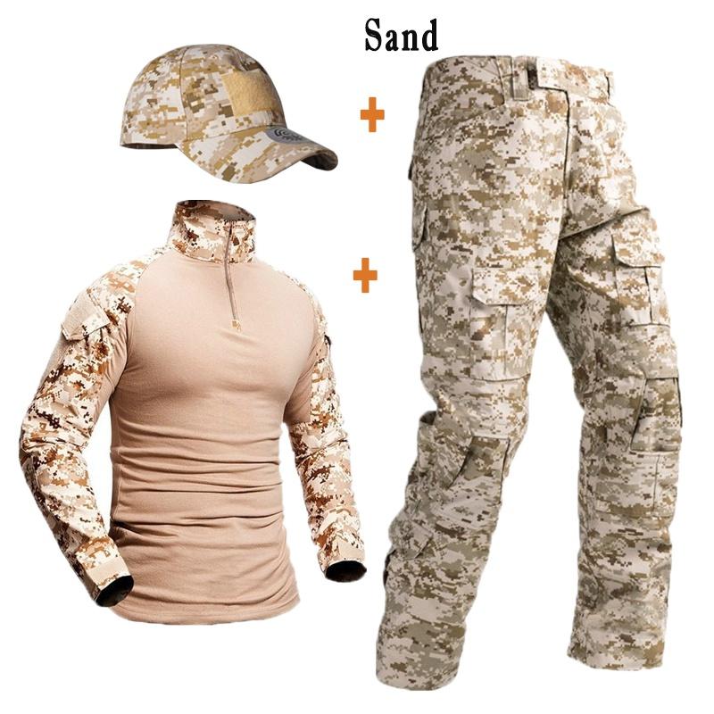 Камуфляжная униформа, костюм для мужчин, рубашка армии США + брюки-карго с шляпой