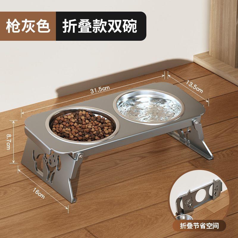 Foldable Stainless Steel Cats Feeder Anti-spill Multi-combination Pet Bowl Protect Neck Dogs Food Drinking Bowl Pets Accessories