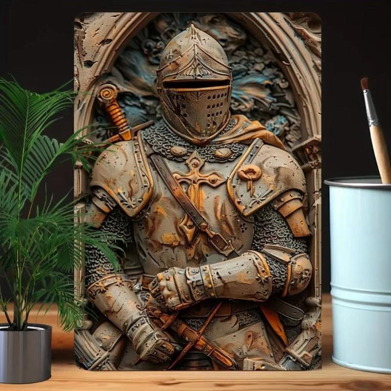 Металлический знак «Средневековый Рыцарь», 3D рельефное настенное искусство, Декор для гостиной, 20x30 см
