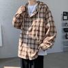 Осень Новая Клетчатая Толстовка с Капюшоном Мужской Дизайн Американский Ретро Клетчатая Рубашка с Длинным Рукавом Куртка