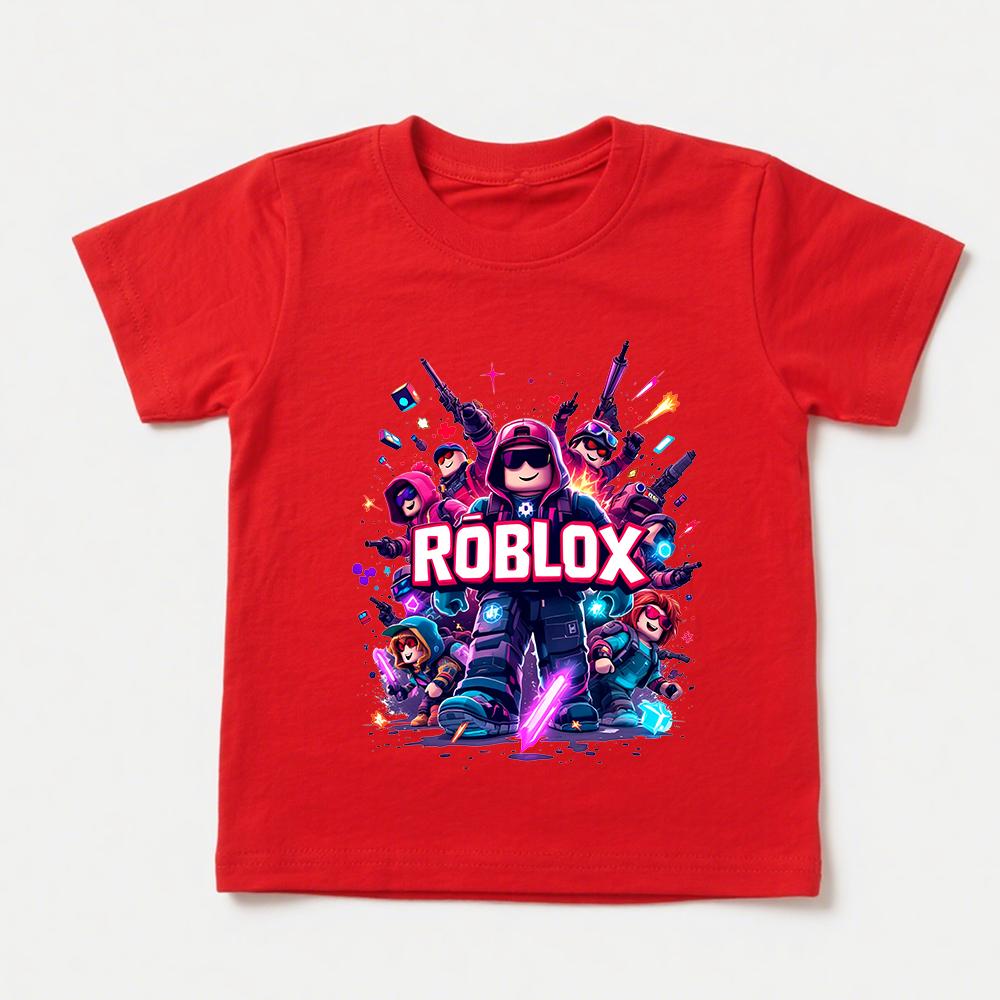 Игровая футболка Roblox из хлопка для детей, мальчиков и девочек, с коротким рукавом, детская футболка с принтом, повседневная одежда для игр