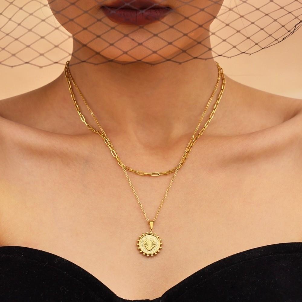 Ожерелье-чокер с позолоченной подвеской в виде сердца-солнца, модное женское украшение для свадьбы