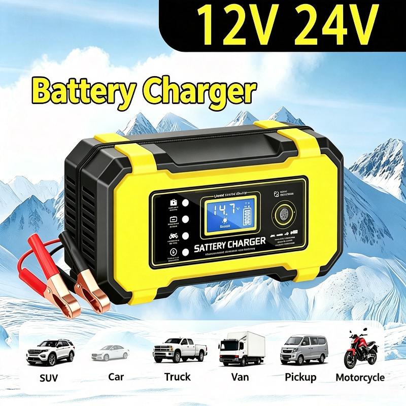 12V Smart Battery Charger And Repair Kit, Pulse Repair Charger 12V 4-100Ah, Portable Car Charger,Car Battery Charger