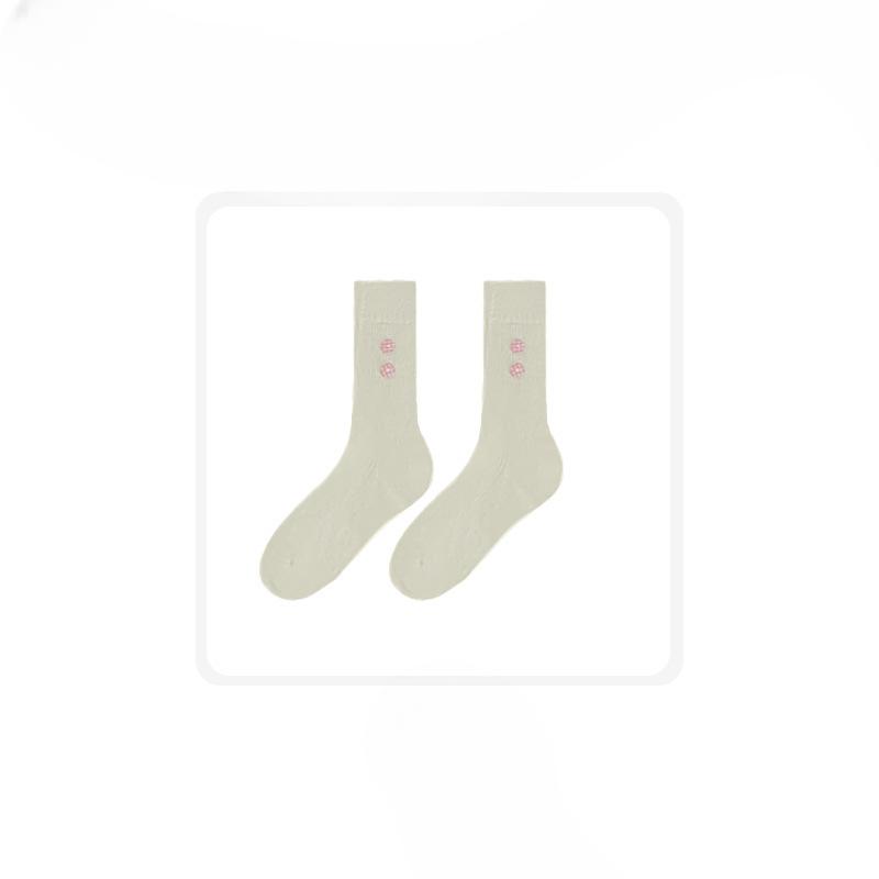 Female Spring and Summer New Product Pure Color Button All Kinds of Smoke In The Tube Cotton Socks