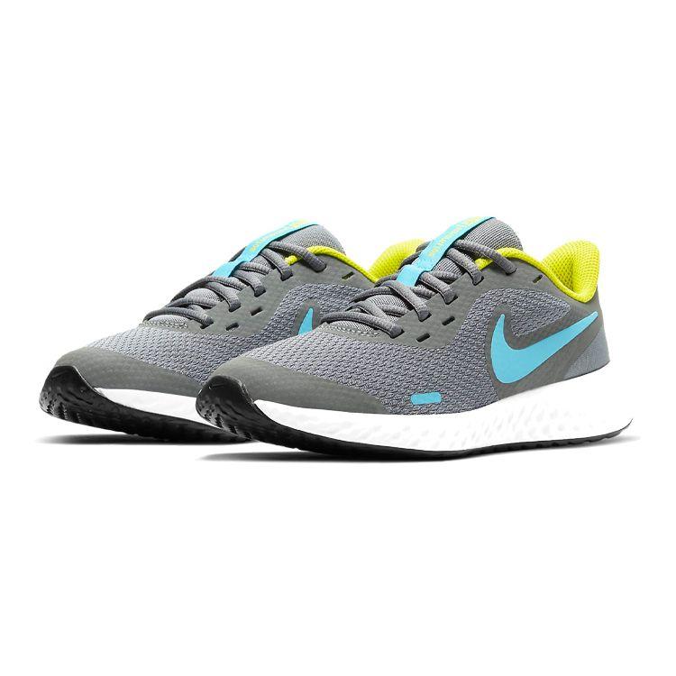 Nike Revolution 5 GS Дымчато-серый Хлористый синий Детские кроссовки Высоковольтный белый BQ5671-019