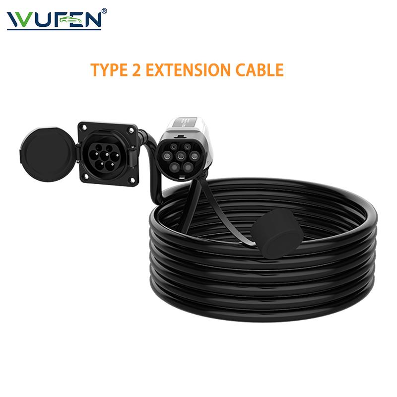 WUFEN Type 2 Extension Cable 3.5KW 7KW 11kW 22kW for Portable Charger Wallbox Charging Station Charger with Type 2 Charging Plug