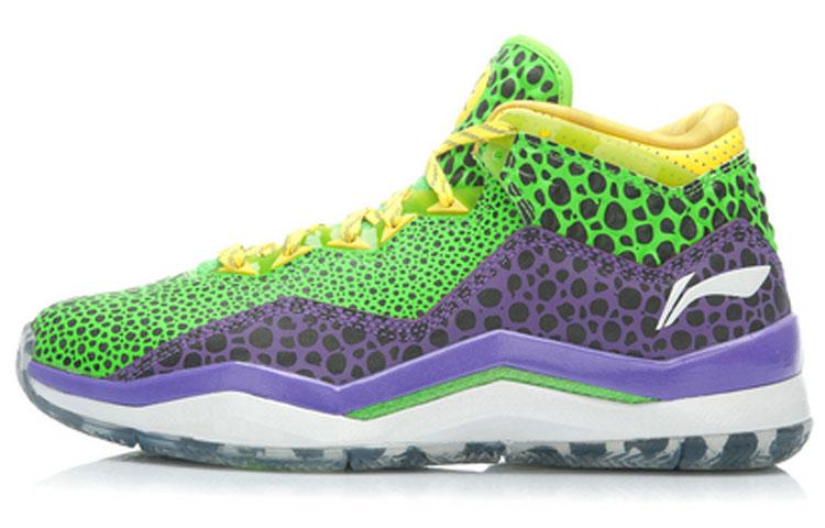 LiNing WOW 3 Way Of Wade 3 All-Star Амортизирующие Нескользящие Покрытие Средняя Высота Баскетбольные Кроссовки Мужские Зеленый Фиолетовый ABAJ013-30