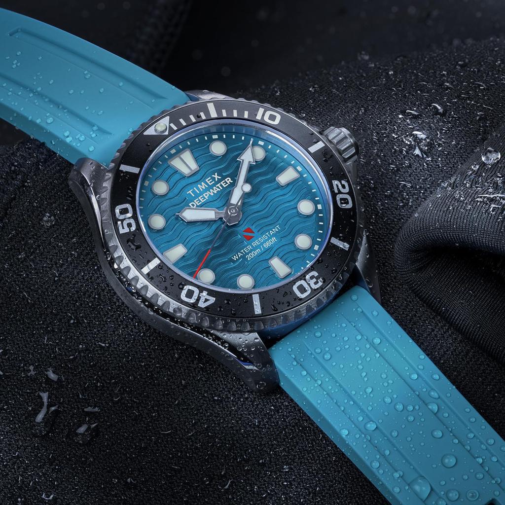 TIMEX Мужские часы Deepwater Meredian 200 Quartz 20 ATM Водонепроницаемые Сапфирово-синие TW2Y40400