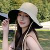Wide-brimmed black-coated sun protection hat for women, lightweight and breathable, UV-resistant, suitable for spring and summer, outdoor cycling sun