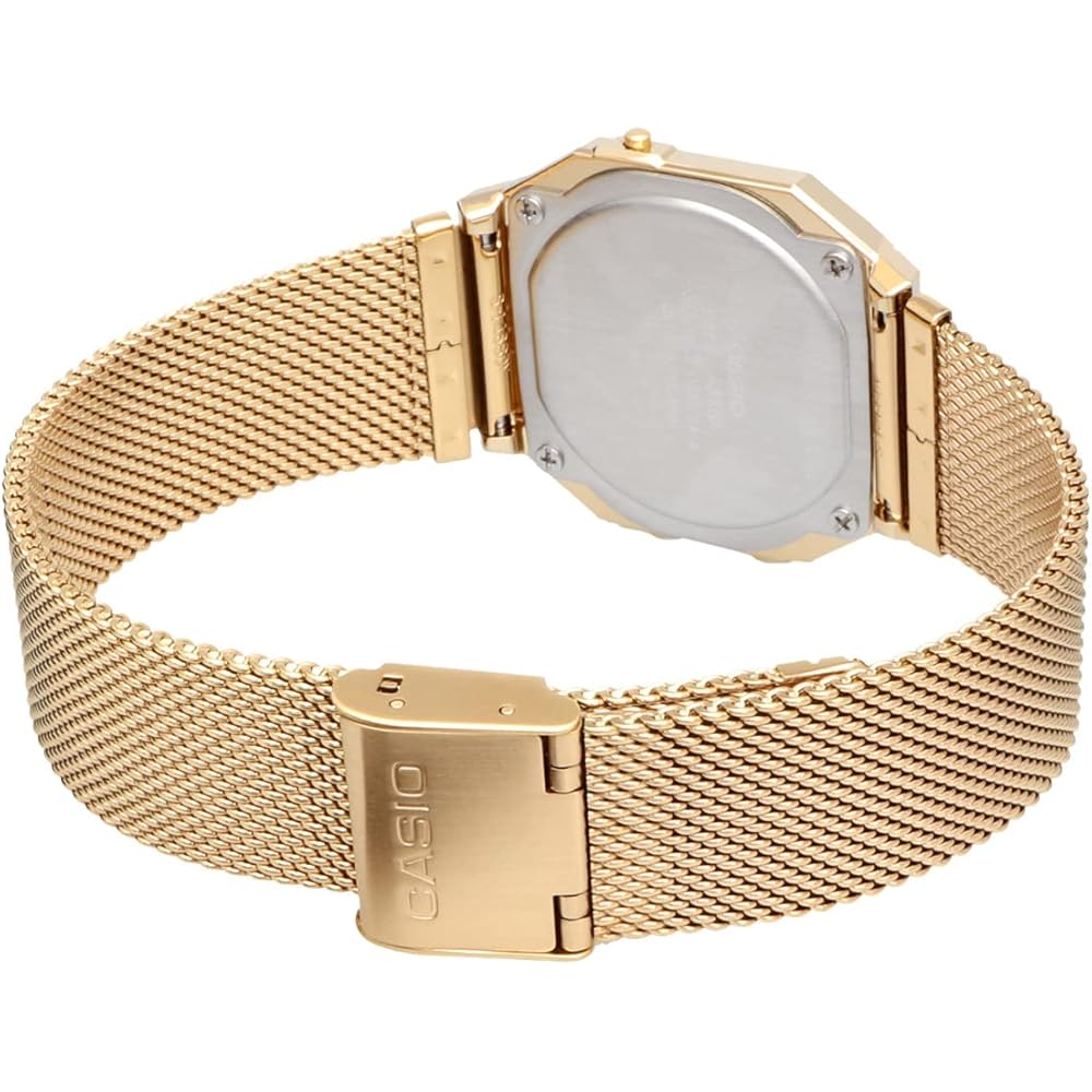 Casio A700WMG-9A Digital Watch Gold Mesh Band Unisex Kids Date Display