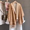 Роскошный высококачественный шарф из имитации кашемира женский толстый теплый ветрозащитный платок зимний элегантный двусторонний принт обертывание