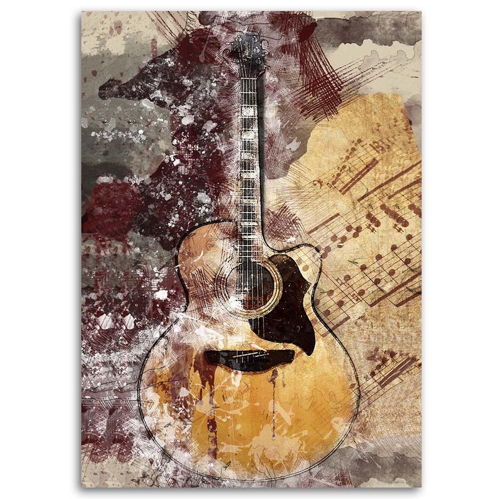Печать на холсте, Пастельная ретро-гитара