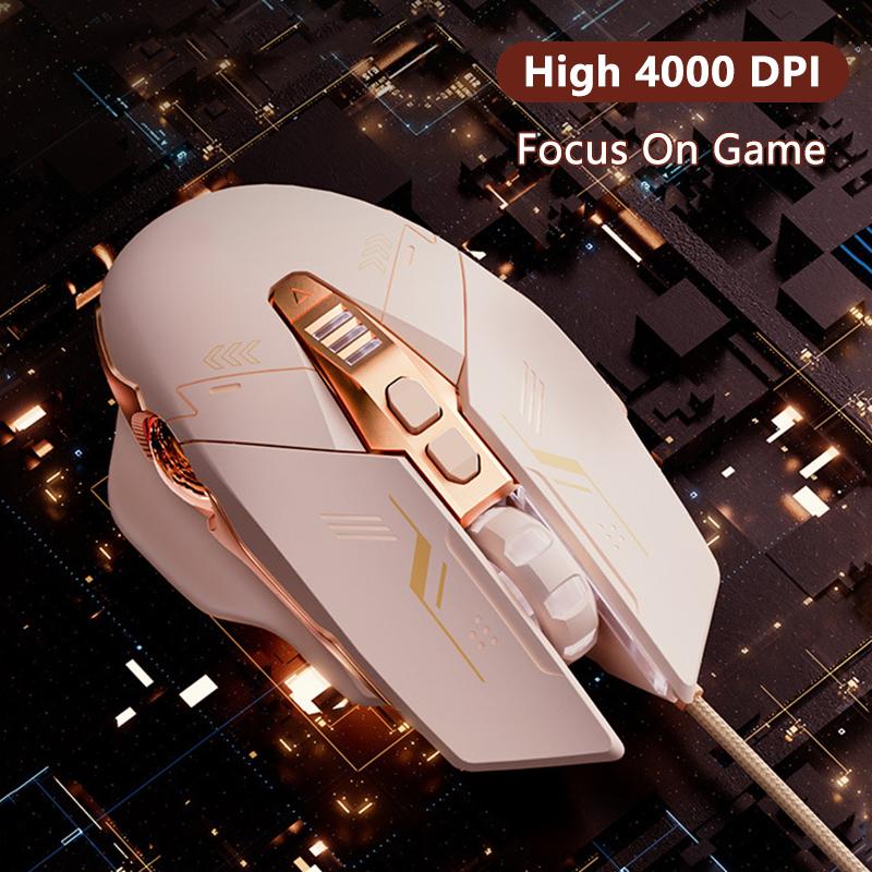 iMICE Wired Game Mouse 4000DPI Seven Keys Mute Button Gaming Mice Cool RGB Lighting Comfortable Hand-Feeling For Office Games