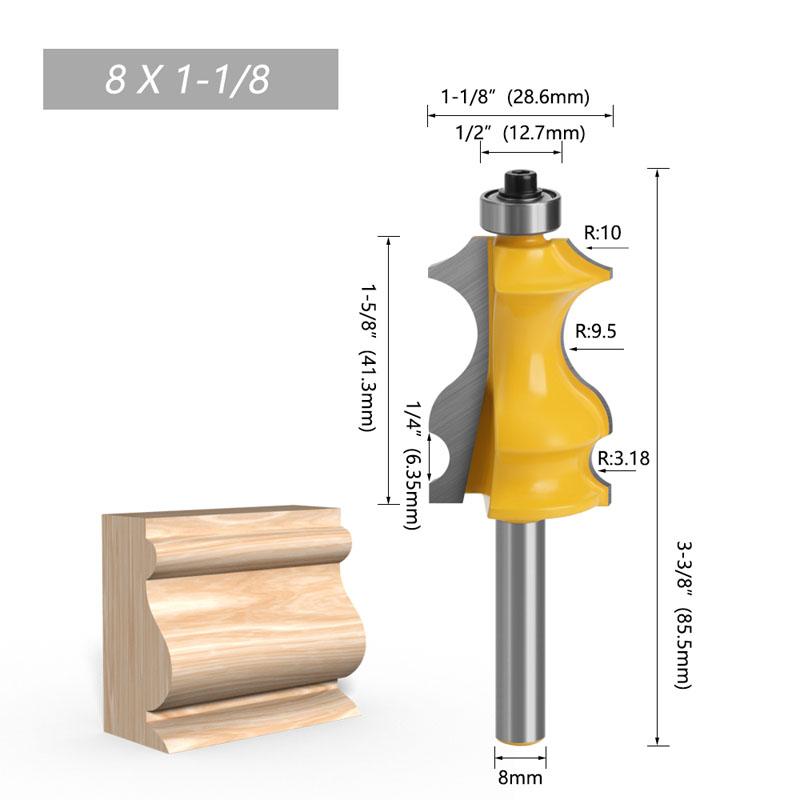 1 шт., 8 мм, хвостовик, архитектурное формование, перила, фреза, корпус, основание с ЧПУ, деревообрабатывающие фрезы, фреза для лица