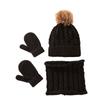 Toddler Baby Knit Hat Scarf Winter Warm  Cap Gloves With Circle Loop Scarf