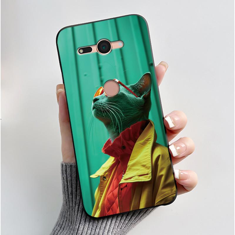 Для Sony Xperia XZ2 Compact H8324 H8314 Чехол Эстетичный Модный Милый Мультяшный Кот Ударопрочный Черный Силиконовый Мягкий Тонкий Задняя Крышка