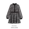 Kaslead New Arrival Women's Clothing Fashion Style Minimalist Retro Loose Small Floral Patchwork Edge Dress