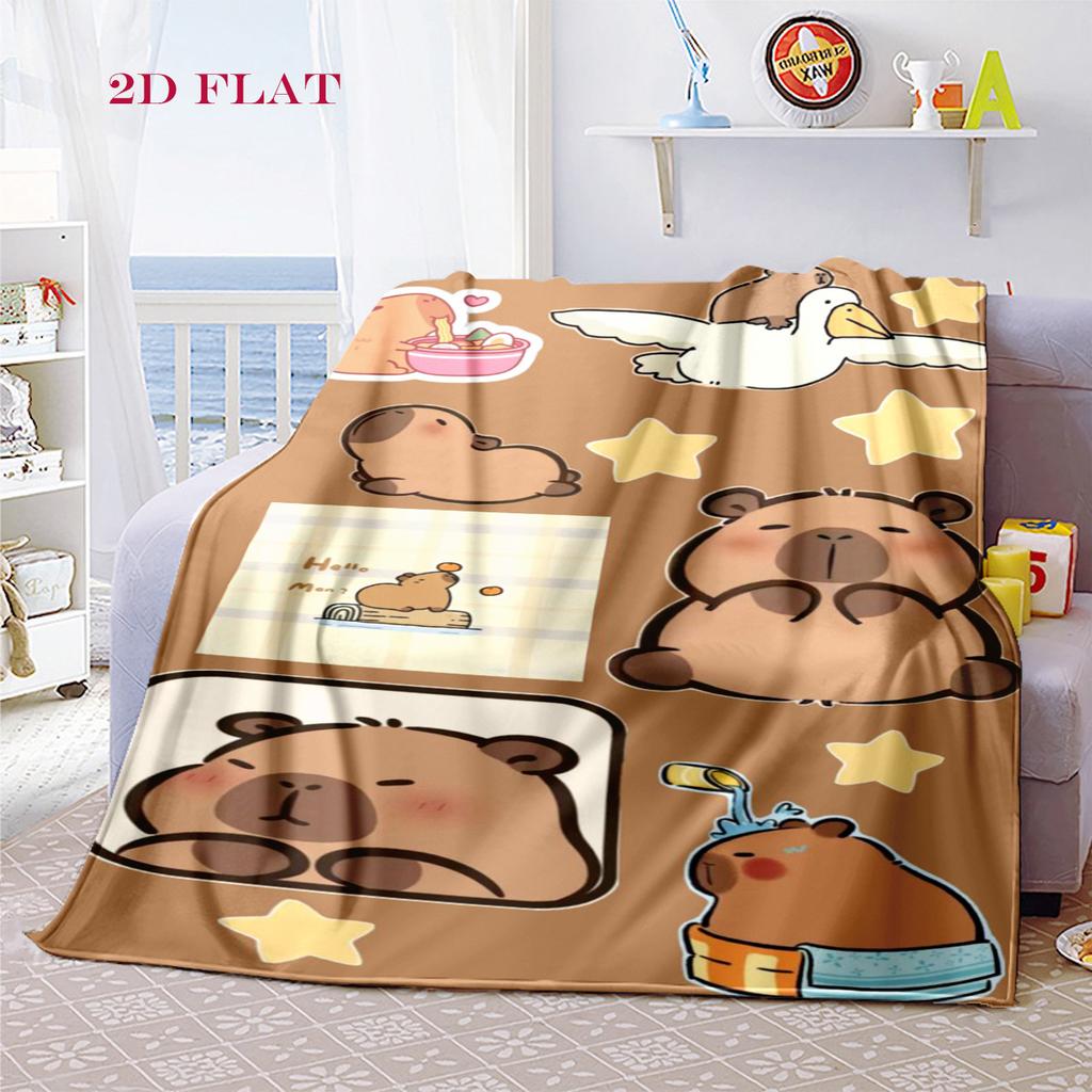 Adorable Capybara Moments blanket Suitable for all seasons Home Decor Christmas gifts Digital printing Office rest blanket