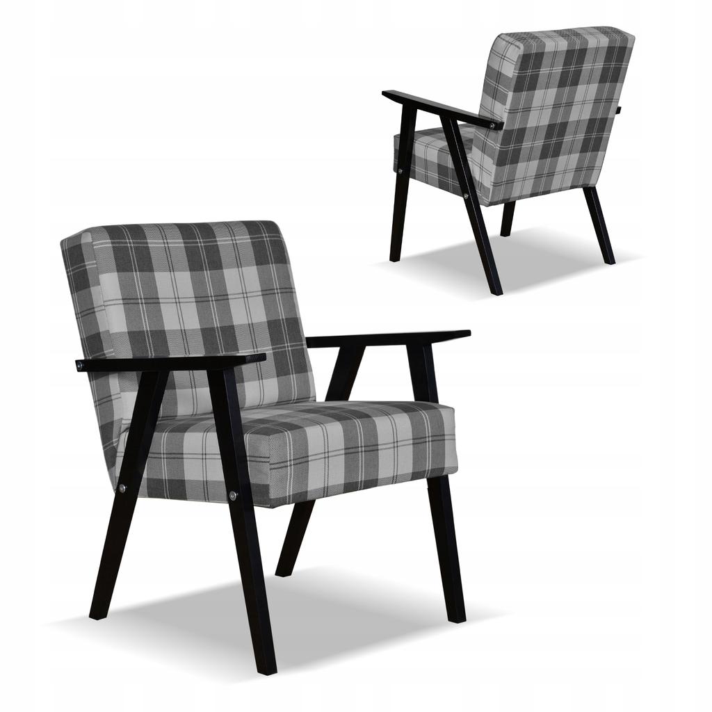 Fotel PRL zestaw retro vintage SOLER Family Meble krata szara