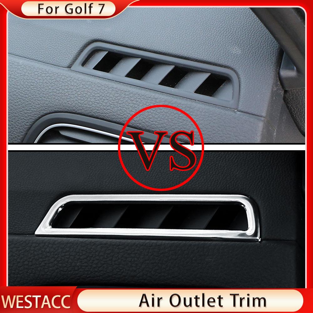 2Pcs Car AC Air Conditioning Outlet Vent Trim Stickers Cover for Volkswagen VW Golf 7 7.5 MK7 MK7.5 LHD 2013 -
