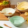 Ceramic Salad Bowl with Handle Binaural Bowl Irregular Ceramic Kitchen Soup Noodles Dessert Salad Bowl Heat-resistant Design 1PC